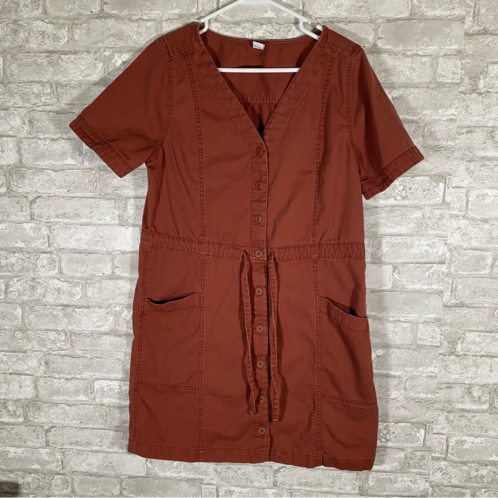 Old navy short sleeve waist defined utility garment mini dress size medium